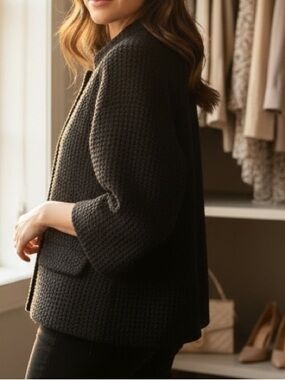 GAP Wool Jacket with Cropped Silhouette and Mock Neck Y2K